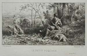 Charlesemile Jacque French Prints: The Little Swineherd. Creator: Charles-Emile Jacque (French, 1813-1894)