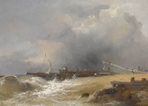 Crashing Prints: Littlehampton Pier on the Sussex Coast, about 1842. Creator: James Baker Pyne