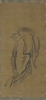 Hanging Scroll Mounted On Panel Prints: Liu Hai with a Three-legged Toad, Ming dynasty, 16th century. Creator: Unknown