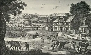 Charles Henry Bourne Quennell Collection: Lively Activity on an Eighteenth-Century Farm, (1938)