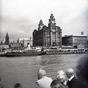 Tugboat Prints: Liver Building, Liverpool, c1955. Creator: Arthur Charles Kirby Ware