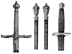 Liverpools swords and wooden staves, 1910