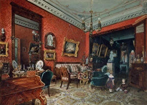Childrens Games Gallery: A living room, 1840s. Artist: Premazzi, Ludwig (Luigi) (1814-1891)