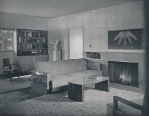 C G Holme Prints: Living room designed by Honor Easton and Alyne Whalen in a house in Los Angeles, 1942