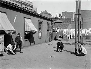 Clothes Line Prints: Living on a skyscraper, c1919. Creator: Bain News Service