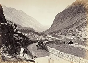 Lakes Prints: Llanberis, The Pass, From Above The Bridge