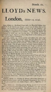 Lloyds News. London, October 15, 1696 - Numb. 20, (1928)
