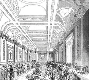 Banquet Hall Gallery: Lloyds Subscription Room - as it appeared at the entrance of Her Majesty, 1844