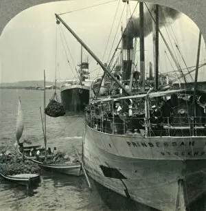 Loading Bananas on Ship in Harbor, Santos, Brazil, c1930s. Creator: Unknown