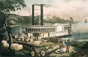 Eclipse Gallery: Loading Cotton on the Mississippi, Currier & Ives, pub. 1870 (colour lithograph)