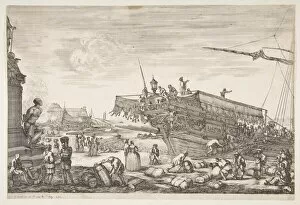 Loading a galley, from Views of the port of Livorno (Vues du port de Livourne), 1654-55