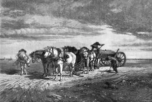 Jackson M Prints: Loading Sand - Pas de Calais: Threatening Weather