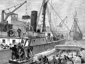 Greenwich Prints: Loading the Warree, at Woolwich, with stores for the Ashantee War, 1873. Creator: Unknown