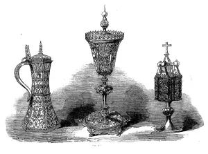 Victoria Albert Museum Prints: The Loan Collection, South-Kensington: Silver-gilt tankard; the Lynn Cup; chrismatory