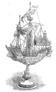 Victoria Albert Museum Prints: The Loan Collection, South-Kensington: Silver parcel-gilt nef, 1862. Creator: Unknown