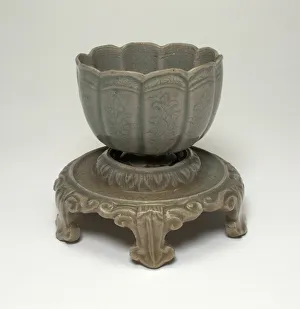 Goryeo Prints: Lobed Cup and Stand with Floral Sprays and Lotus Leaves, Korea, Goryeo dynasty