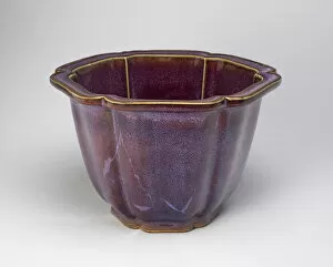 Stoneware Gallery: Lobed Flowerpot, Ming dynasty (1368-1644), 15th century. Creator: Unknown