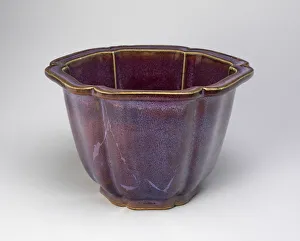 Glazed Gallery: Lobed Flowerpot, Ming dynasty (1368-1644), 15th century. Creator: Unknown