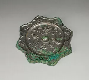 8th Century Collection: Lobed Mirror with Birds, Insects, and Floral Sprays, Tang dynasty (A.D)