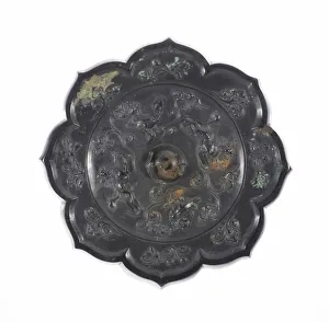 8th Century Collection: Lobed Mirror with Birds, Lions, and Floral Sprays, Tang dynasty (A.D)