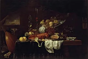 Lemon Prints: Lobster, Oysters and Fruits on the Table, 1655. Creator: Joris van Son