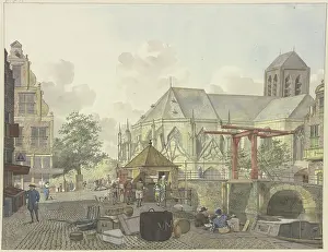 Lock Gates Prints: Lock gate by a church, with a customs house nearby