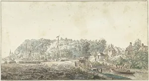 Water Channel Prints: The lock at the Grebbe between Rhenen and Wageningen, 1749. Creator: Jacob van Liender