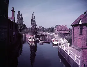 Canal Prints: Lock on the River Kennet at Newbury, Berkshire, c1955. Creator: Arthur Charles Kirby Ware