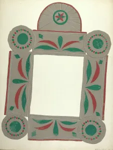 Majel G Claflin Prints: Lockwood Painted Mirror, 1935/1942. Creator: Majel G. Claflin