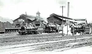 Locomotive engine shed in Le Mans station, 1906