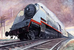 Super Prints: Locomotive Super - Mountain 241-101 leading passengers travelling to New York to Havre