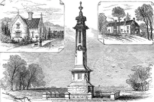 Disraeli Prints: Lodge Gate; Vicarage; monument to the memory of Isaac Disraeli and Viscountess Beaconsfield