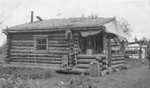 Log Building Prints: Log cabin, between c1900 and 1916. Creator: Unknown