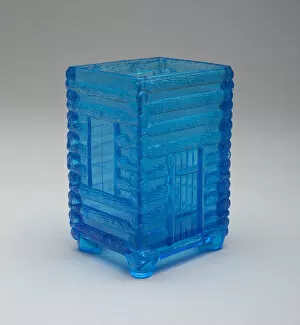Pressed Glass Collection: Log Cabin pattern spooner, c. 1875. Creator: Central Glass Company