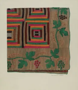 Angus Charlotte Prints: Log Cabin Quilt, 1935/1942. Creator: Charlotte Angus