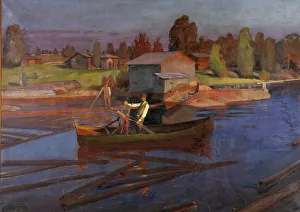 Logging Prints: Log Driving, 1900. Creator: Albert Gebhard