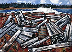 Floating Prints: Log Jam, Penobscot Bay, 1940-1941. Creator: Marsden Hartley