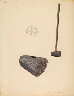 Lumberjack Prints: Log Marker, 1935 / 1942. Creator: Samuel Faigin