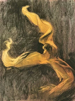 Pastel On Paper Gallery: Loie Fuller (Robe Jaune), c. 1895. Creator: Maurin, Charles (1856-1914)