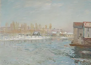 Mills Prints: The Loing And The Mills Of Moret, Snow Effect, 1891. Creator: Alfred Sisley
