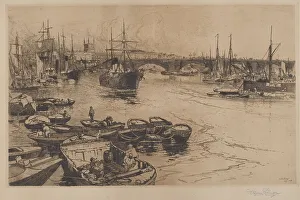 Etching In Black Prints: London Bridge, 1884-1885. Creator: Stephen Parrish