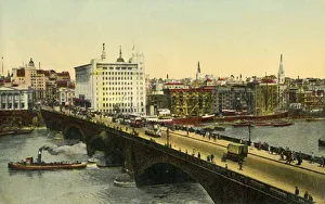 Steamboat Prints: London Bridge and Adelaide House, London, 1935. Creator: Unknown