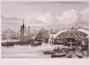 Edward William Prints: London Bridge (new), London, 1827. Artist: Edward William Cooke