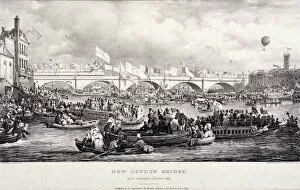 Charles Etienne Pierre Motte Collection: London Bridge (new), London, 1831. Artist: Charles Etienne Pierre Motte