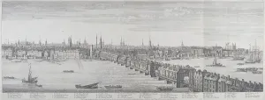 Buck Prints: London Bridge (old), London, 1749. Artist: Samuel Buck
