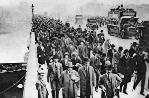 London Bridge rush hour, London, 1926-1927