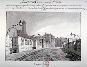 London Bridge Gallery: London Bridge, Southwark, London, 1827. Artist: John Chessell Buckler