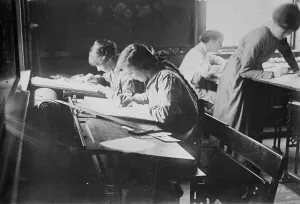Technical Drawing Prints: London Common Council Tech. Lessons in Tracing, May 1917. Creator: Bain News Service