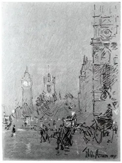 Pastel Prints: London, Evening, 1897. Creator: Frederick Childe Hassam