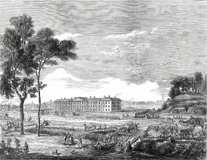 Health Service Prints: The London Hospital in 1753 - from an old print, 1876. Creator: Unknown